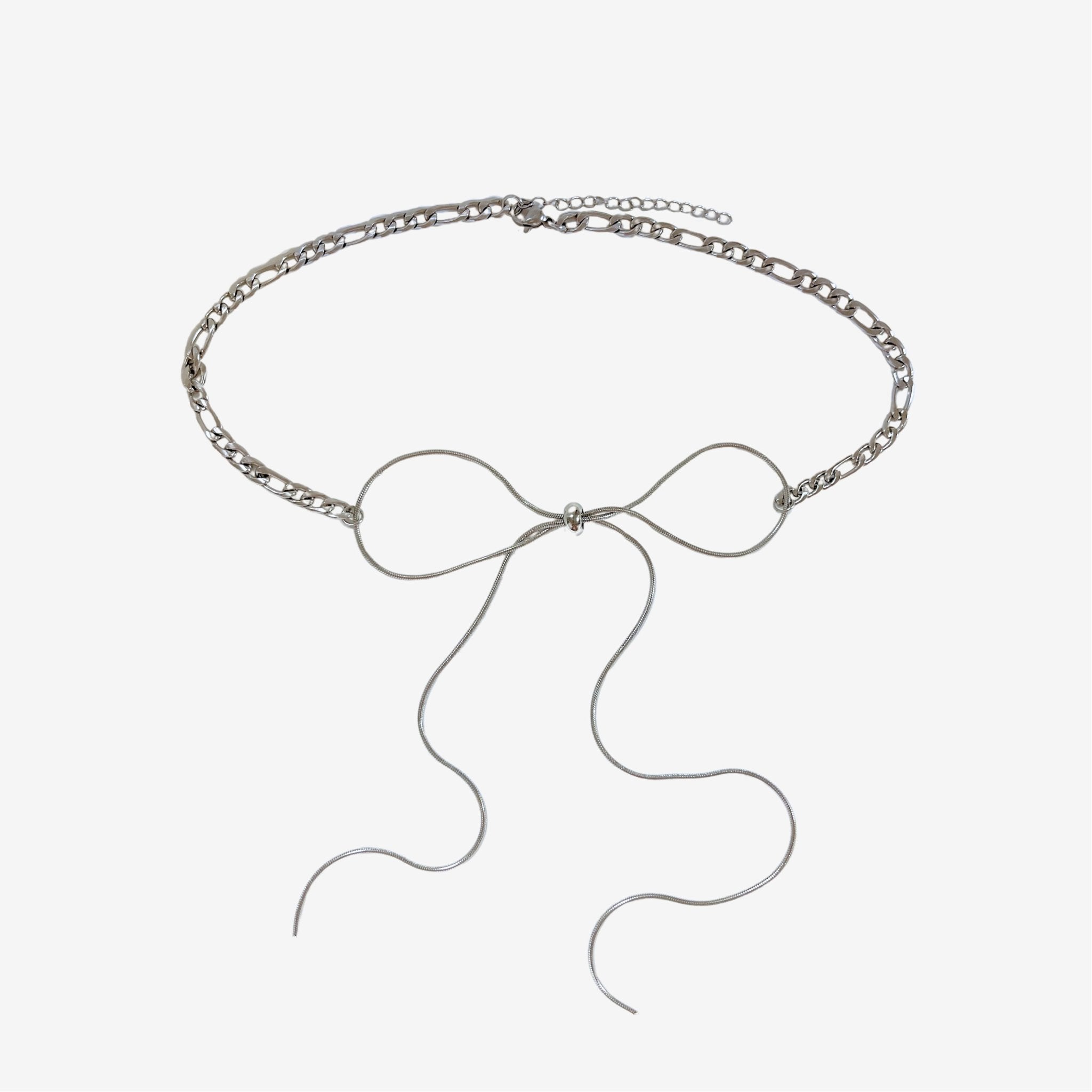 Bow Chain Lariat - Iron Petals