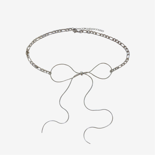 Bow Chain Lariat - Iron Petals