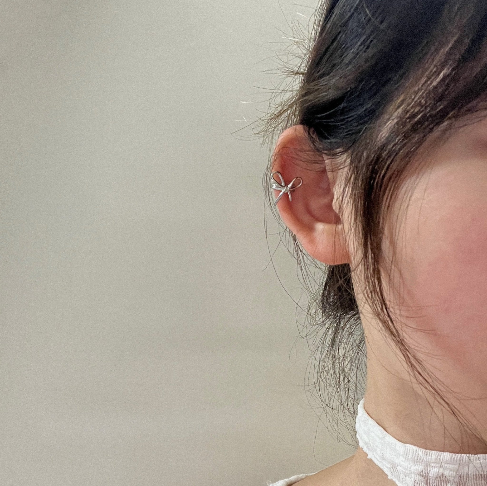 Silver Bow Ear Cuff - Iron Petals