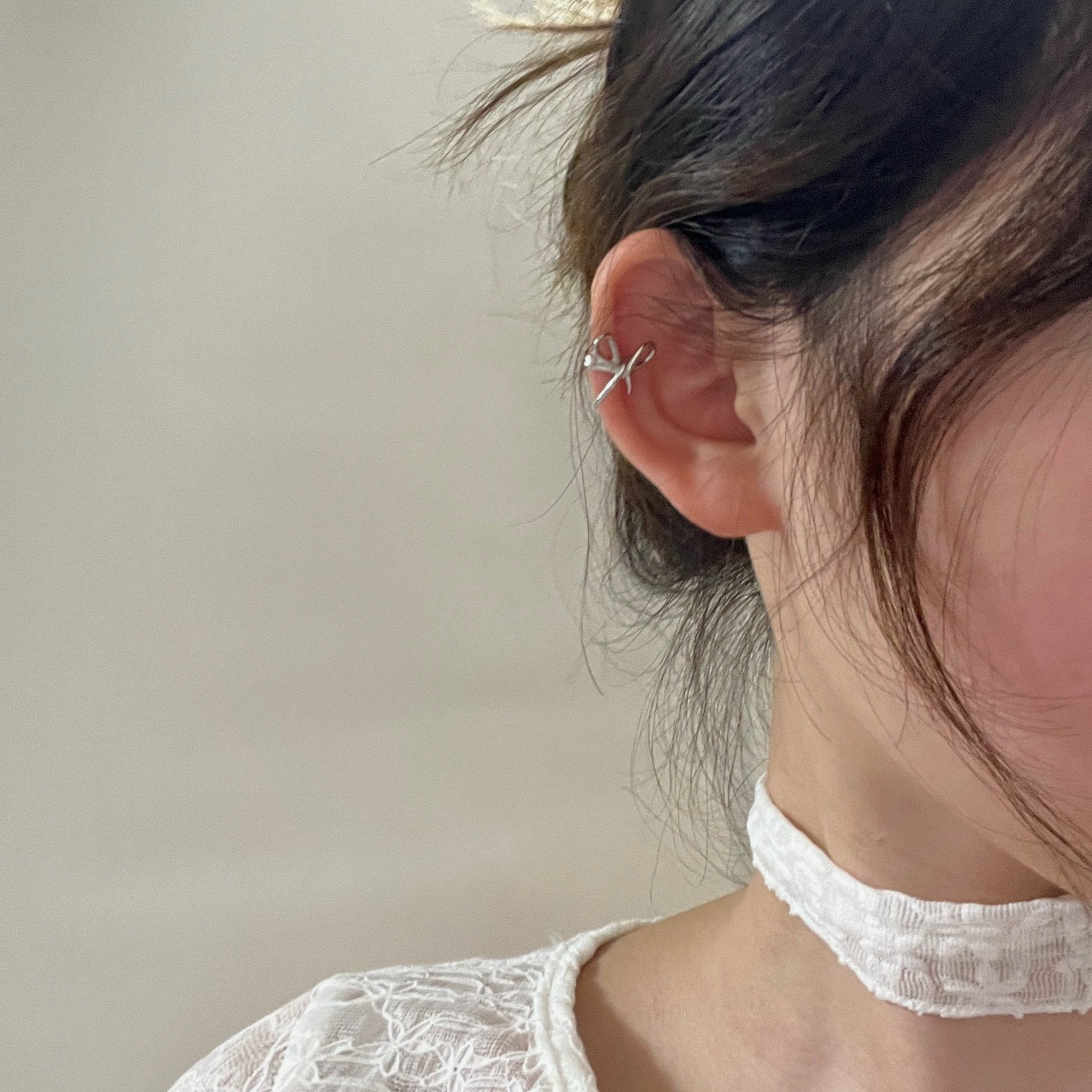 Silver Bow Ear Cuff - Iron Petals
