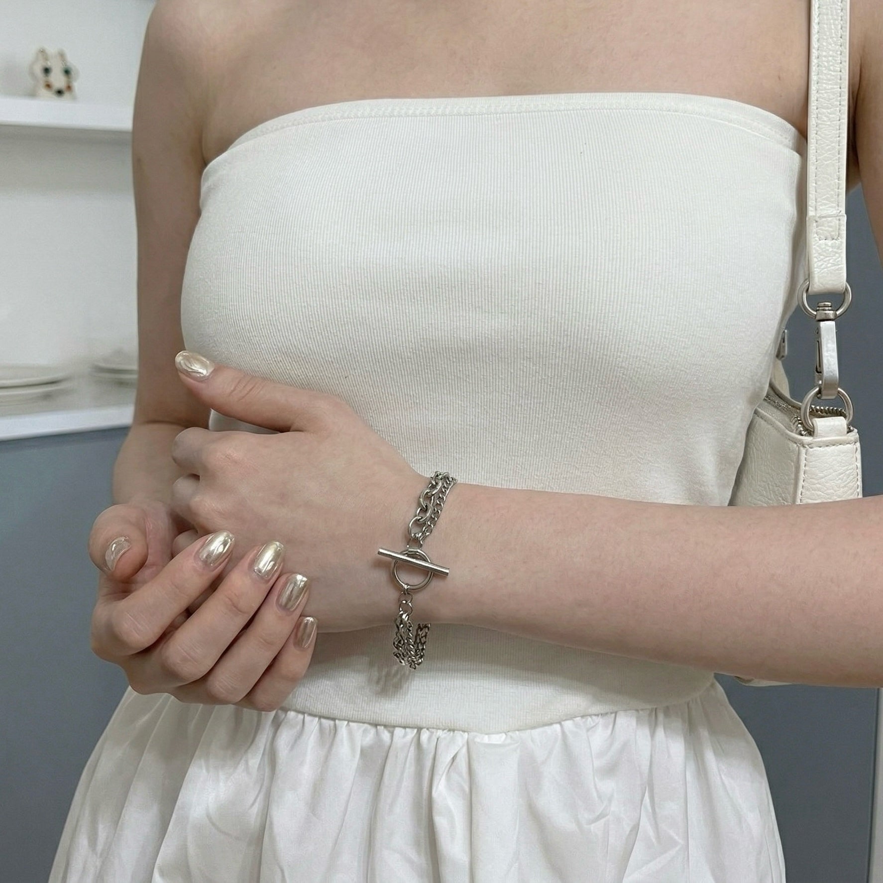 Unisex Double Layer Chain Bracelet - Iron Petals