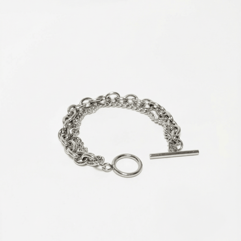 Unisex Double Layer Chain Bracelet - Iron Petals
