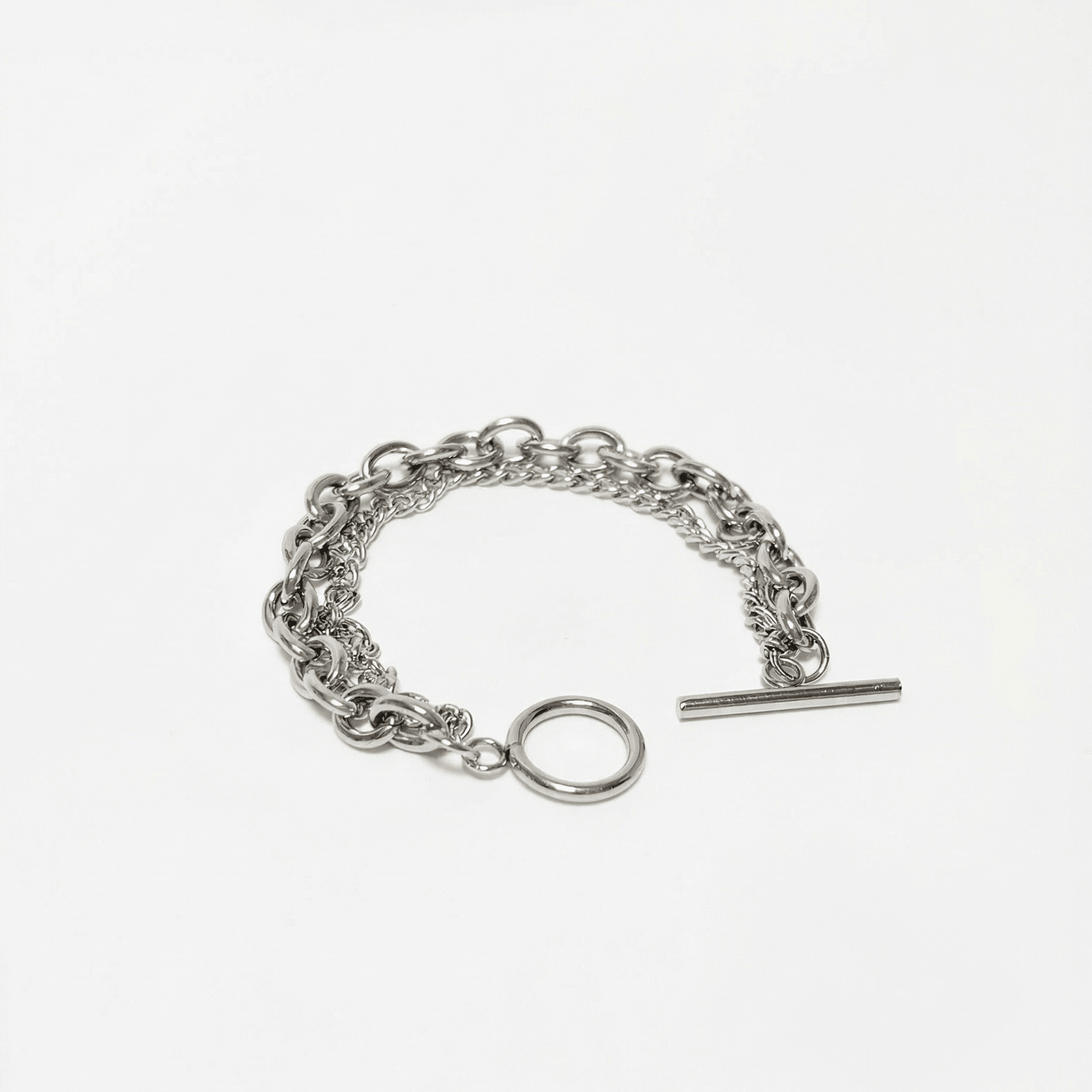 Unisex Double Layer Chain Bracelet - Iron Petals