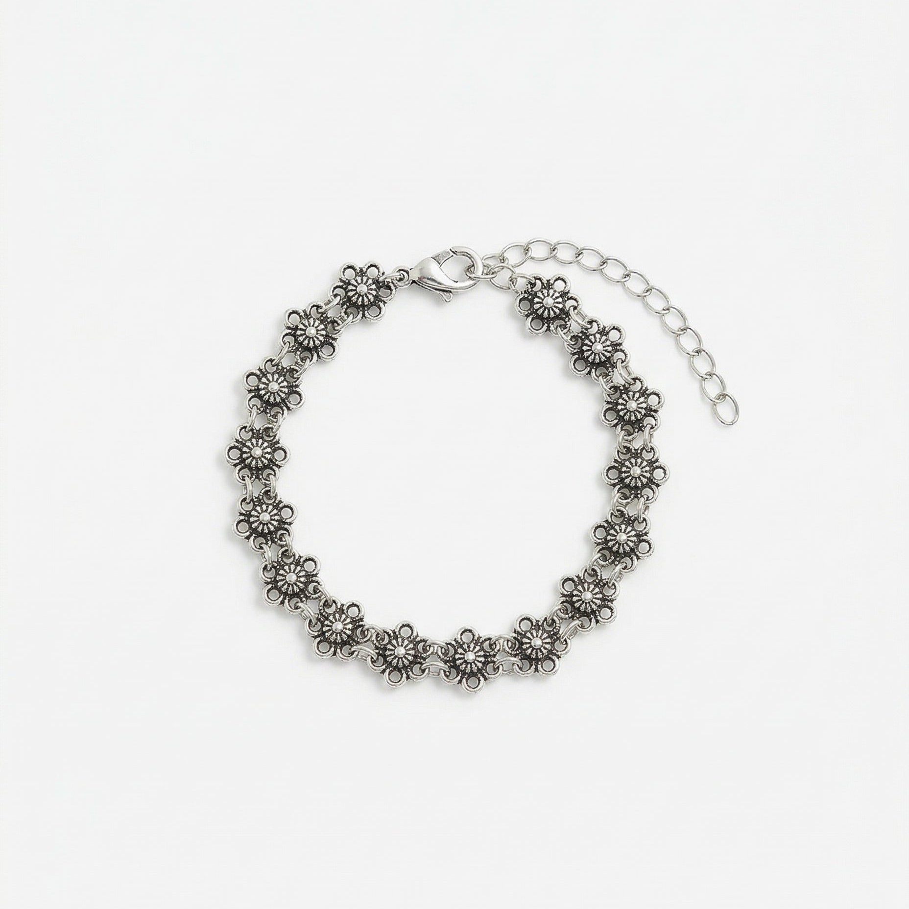 Vintage Flower Charm Bracelet - Iron Petals
